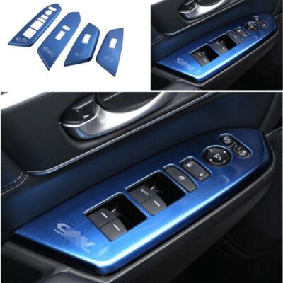 Blue Titanium Window Lock Lift Panel Trim Frame For Honda CRV CR-V 2017-2021 GL