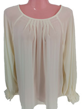 New Banana Republic Women's Tops Size XS Ivory Pleated Neck Tie L/S Blouse NWT