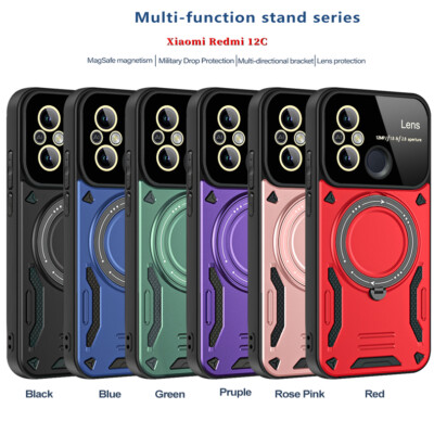 Magnetic Ring Stand Case Armor Cover For Redmi 12C 13C Note 11 4G 12 Pro Plus 5G