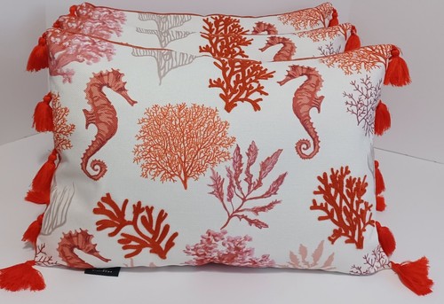 3 Milli Home Indoor Outdoor Pillows 19" X 12" Feather Filled Coral Orange, New - Picture 1 of 4