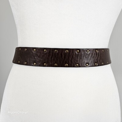 Coach Brown Leather Brass Studded Belt COACH Sz 32 main image 3