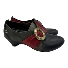 L'Artiste Spring Step Rennaisance Heels EU 37 US 6.5-7 Black Green Red Leather