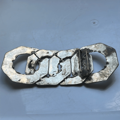 Vintage‎ hammered silver interlocking hexagon circle belt buckle Vintage hammered silver interlocking hexagon circle belt  main image 3
