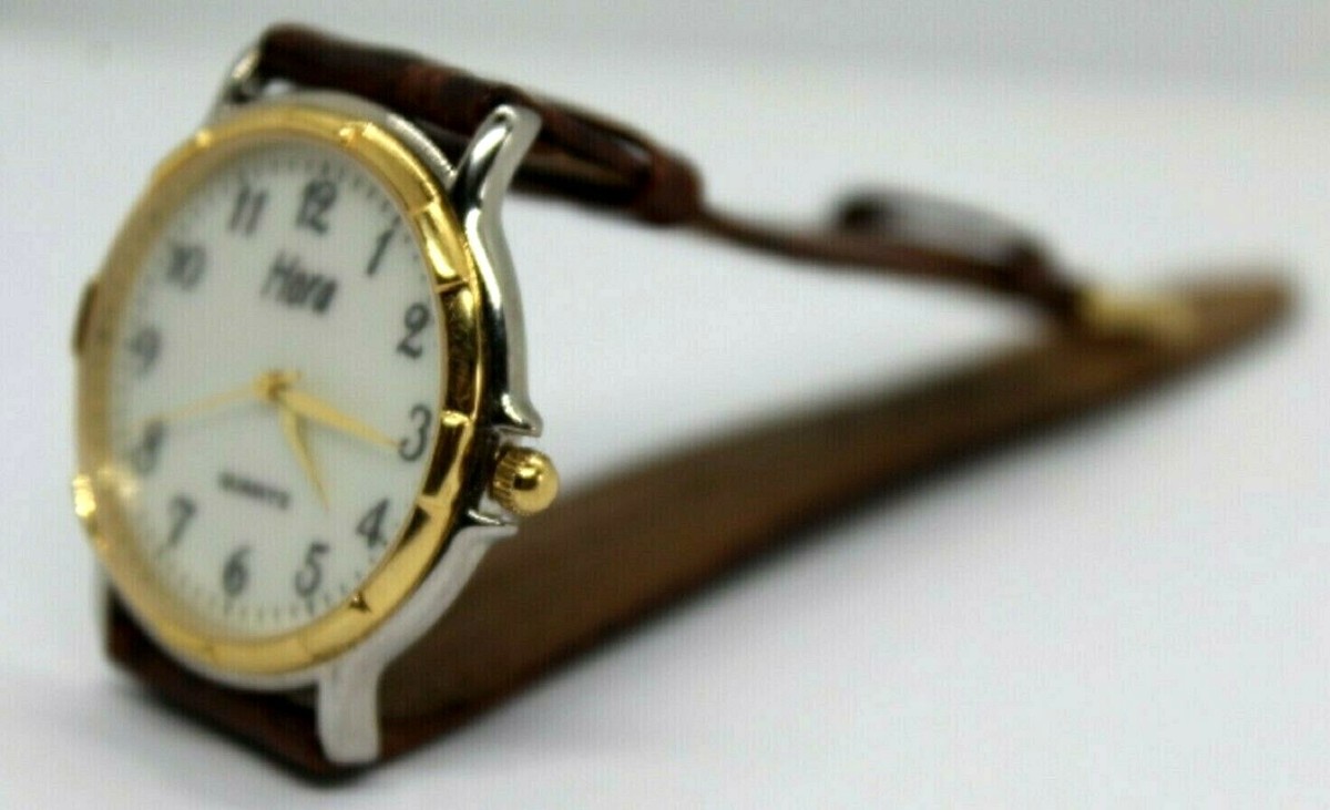 Montre Hora Quartz - Cadran Blanc, Bracelet Acier Et Cuir - Neuf De Stock (pile Neuve) - Modèle A137