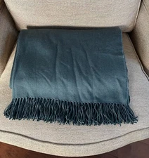 Restoration Hardware ITALIAN SIENA LAMBS WOOL SILK & CASHMERE Throw Slate Blue