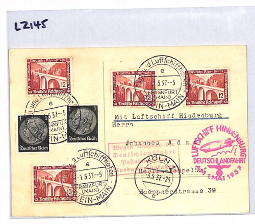 GERMANY Zeppelin HINDENBURG Final Flight Card 1937 *DROP MAIL* Cologne Z145 - Picture 4 of 10