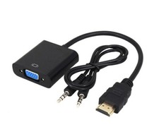 HDMI Male to VGA Female Adapter Video Display Converter With 3.5mm Audio Outp...