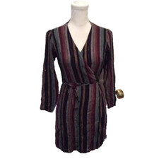 Rails Wrap Dress Blue Purple Black Silver Striped