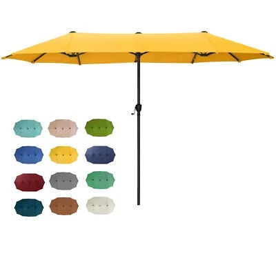 PHI VILLA 13ft Patio Umbrella Double Side Large Outdoor Market Umbrella with Crank
