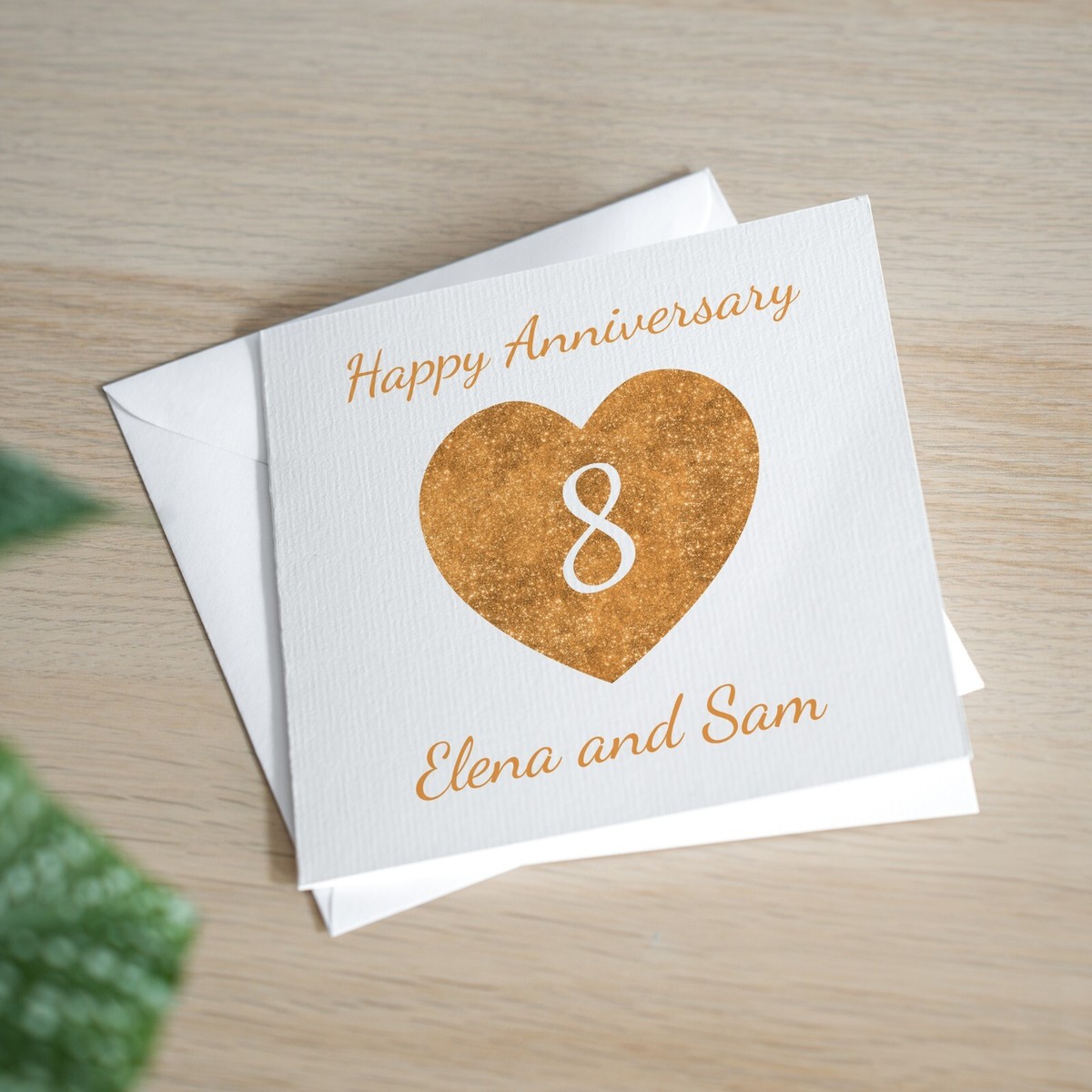 Personalised 8th Anniversary Card Wife Bronze Wedding Anniversary