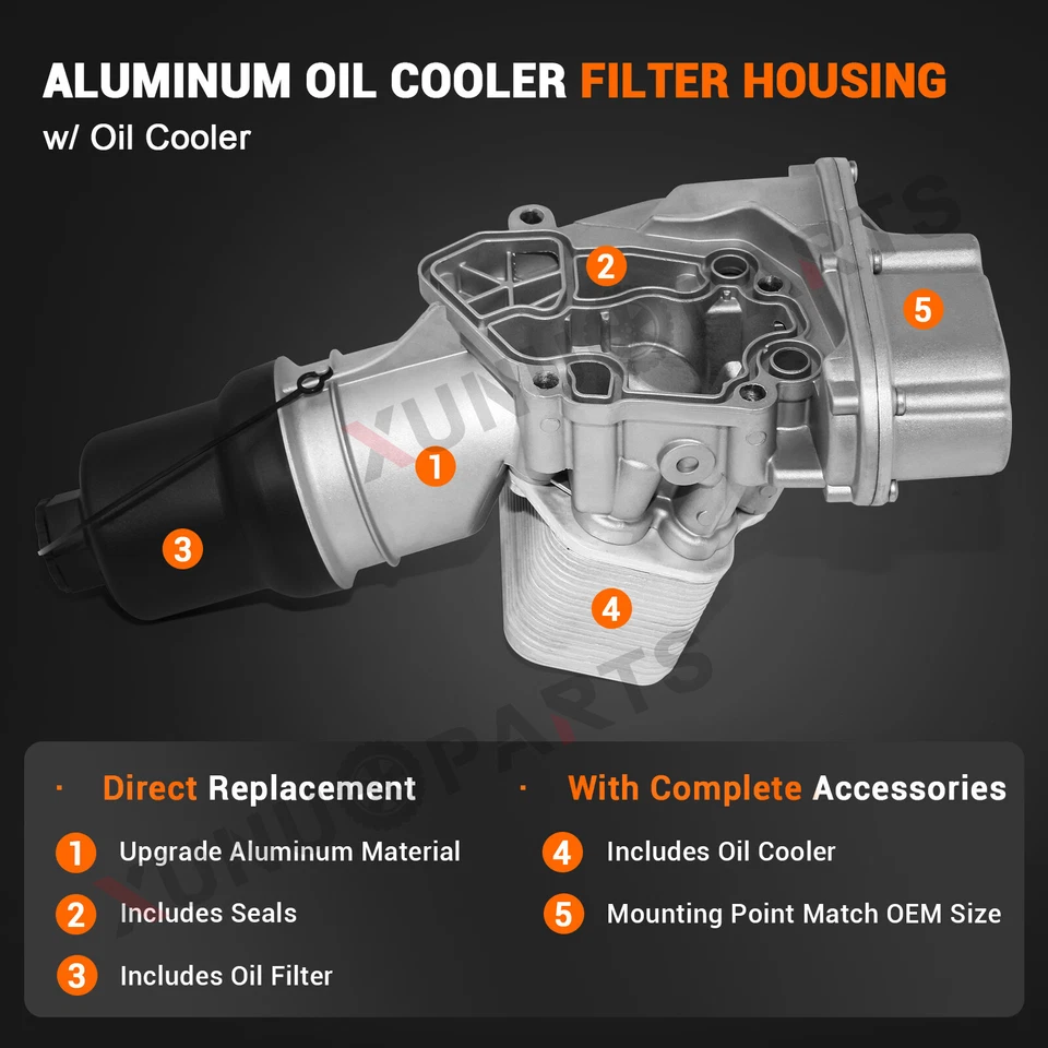 Carcasa de filtro de aceite de aluminio con enfriador de aceite para VW Jetta GTI Passat 2006-08 2,0 L Foto 4 de 4