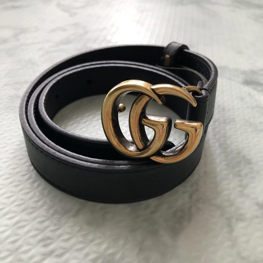 Ceinture femme Gucci noir et or logo Marmont GG mode authentique
