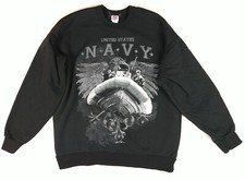 United States Navy Black Sweatshirt (Mens Size M Medium) Made In USA