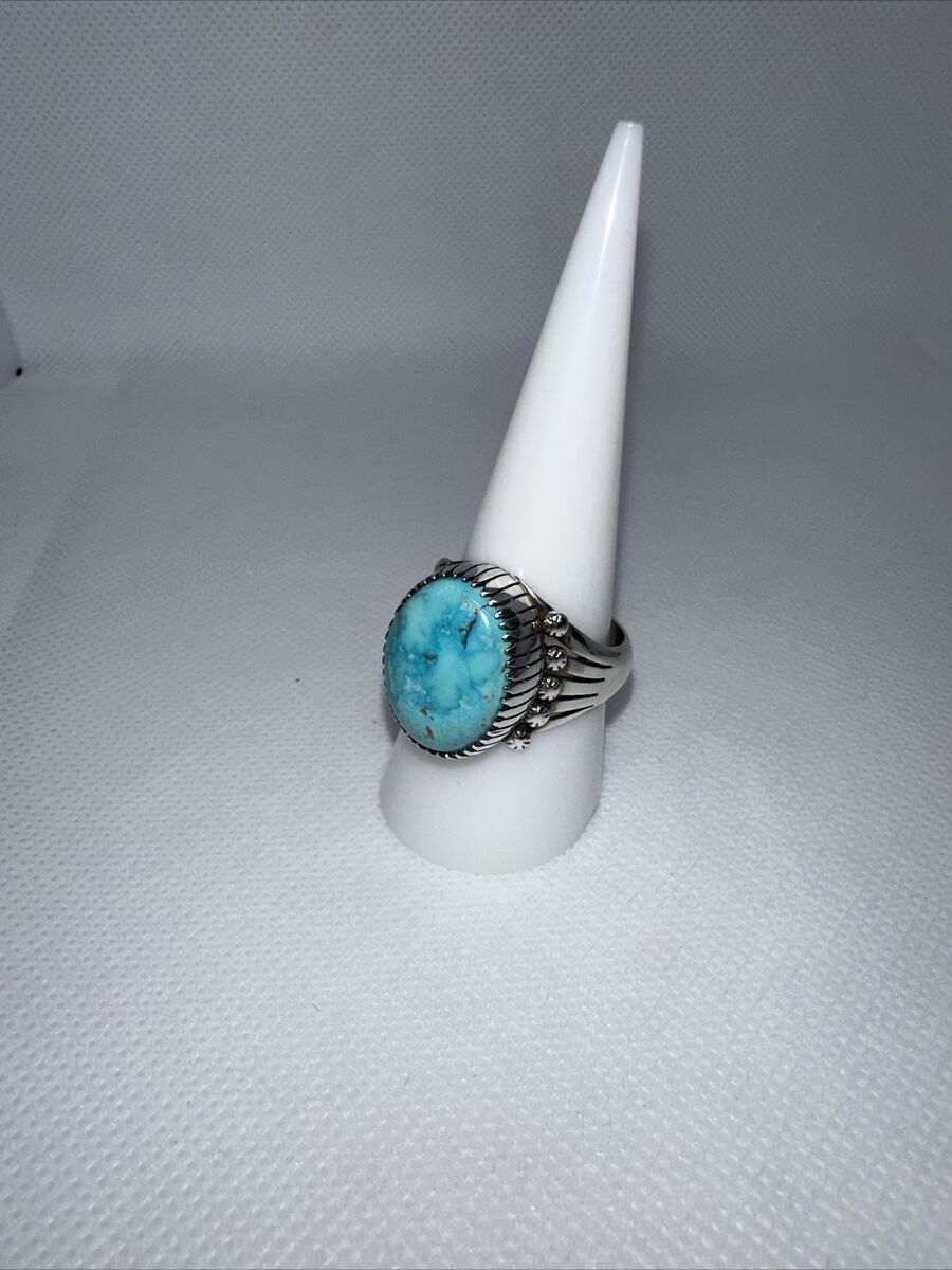 Beautiful Native American Navajo Blue Gem Turquoise Sterling Silver Signed Necklace Beautiful Native American Navajo Blue Gem Turquoise Sterling Silver Signed Necklace