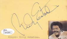 BILLY ECKSTINE d. 1993 Signed 3x5 Index Card Singer/My Foolish Heart JSA AA42849
