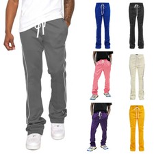 REBEL MINDS Men's Casual Essential Solid Stacked Fit Flared Track Pants 100-470