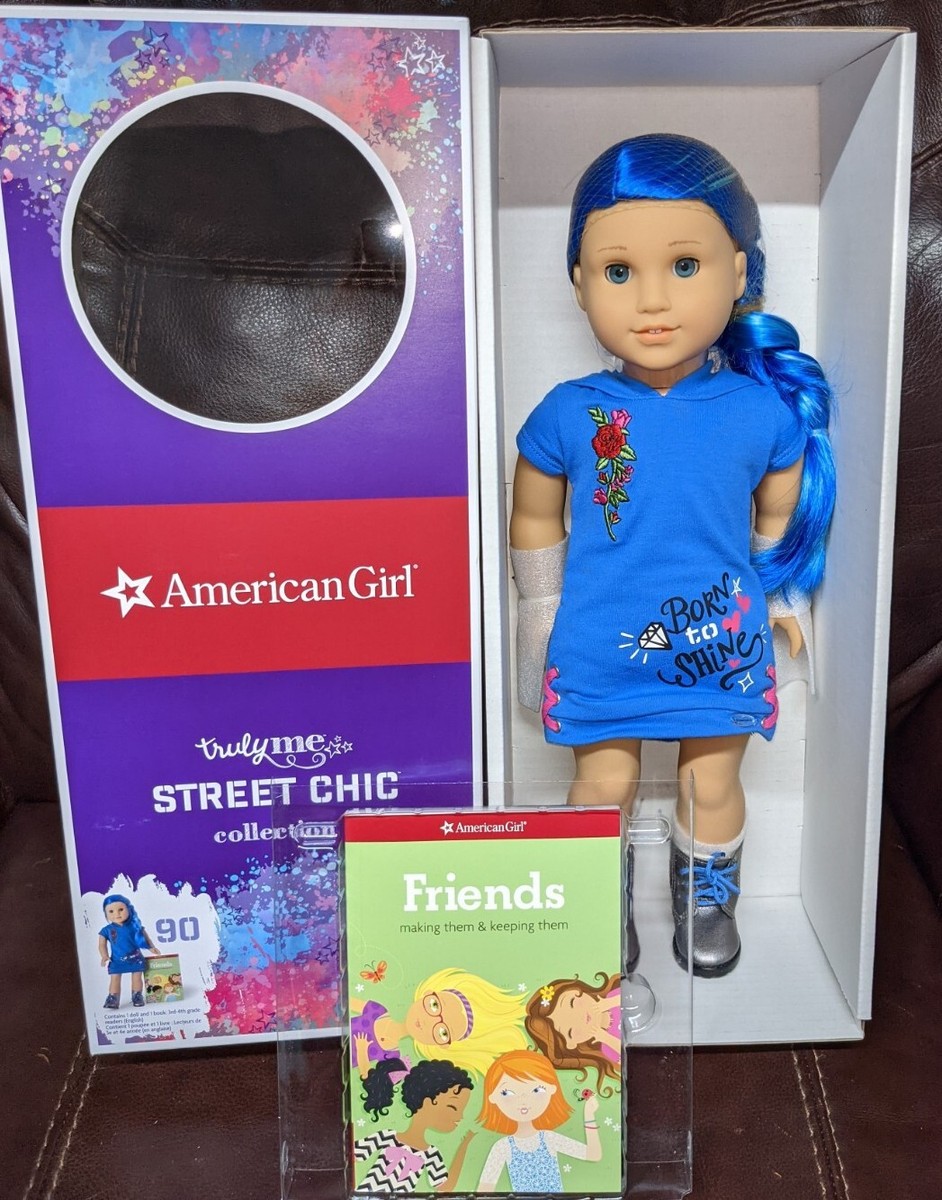 American Girl Doll Truly Me #90 Street Chic in Skater Dress Blue Hair New NRFB
