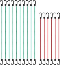 8mm 16Pack Bungee Cords, 10pcs 32"& 6pcs 24" with Coated Steel Hook