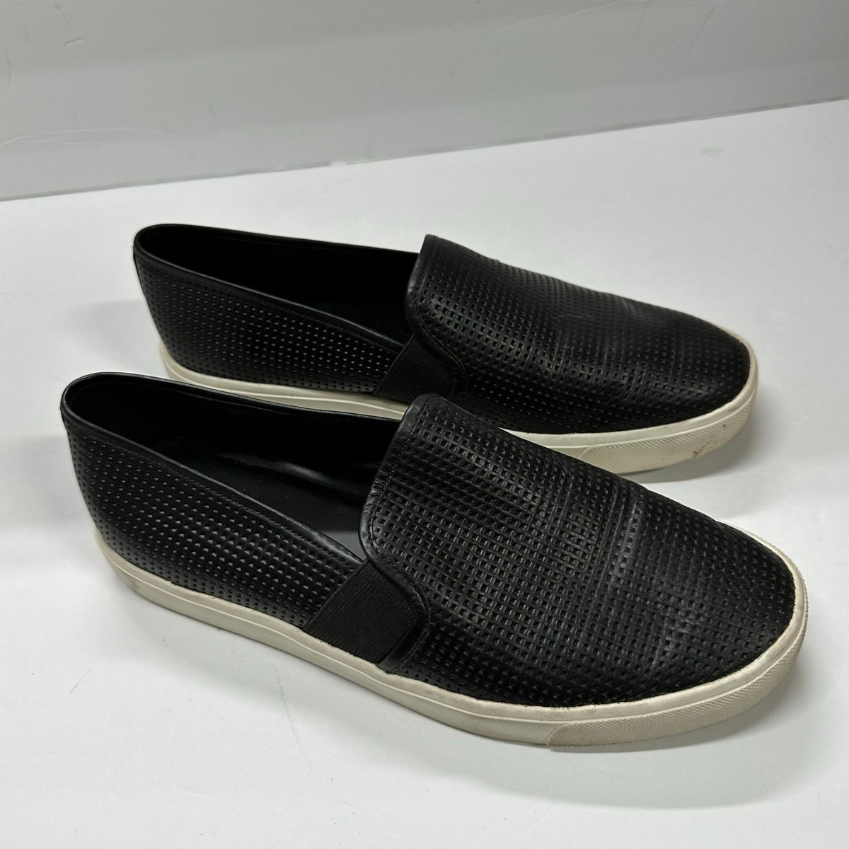 Vince Womens Blair 5 Perforated Slip On Sneakers Shoes Black