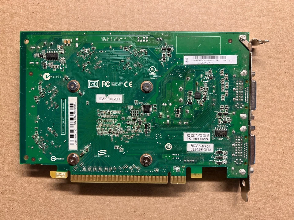 HP NVIDIA QUADRO FX 380 256 MB GDDR3 DVI DISPLAY PORT GRAPHICS CARD V5-3 - Image 3 of 4