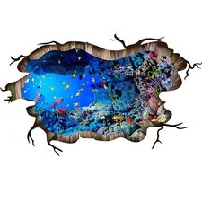3D Under The Sea Fish Floor Wall Decals, FODIENS Ocean Sea Life Wall Stickers...