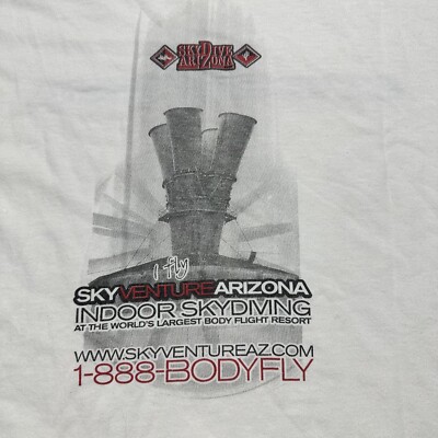 SkyVenture T-Shirt Men s L Indoor Skydiving Arizona Skydiving Casual Tee White