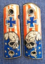 1911 FULL SIZE SKULL REAPER MOTHER OF PEARL INLAY GRIPS FAST USA SHIPPER