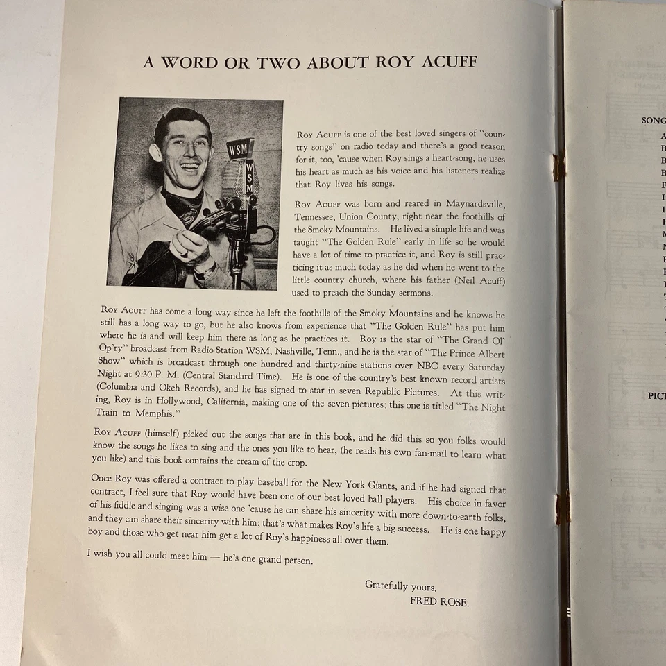 Roy Acuff Song Folio No. 102 20 canciones Acuff-Rose Publications de colección nuevo en stock Foto 2 de 4