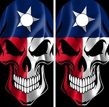 C207 Texas Flag Skull Cornhole Board Wrap LAMINATED Wraps Decals Vinyl Sticker