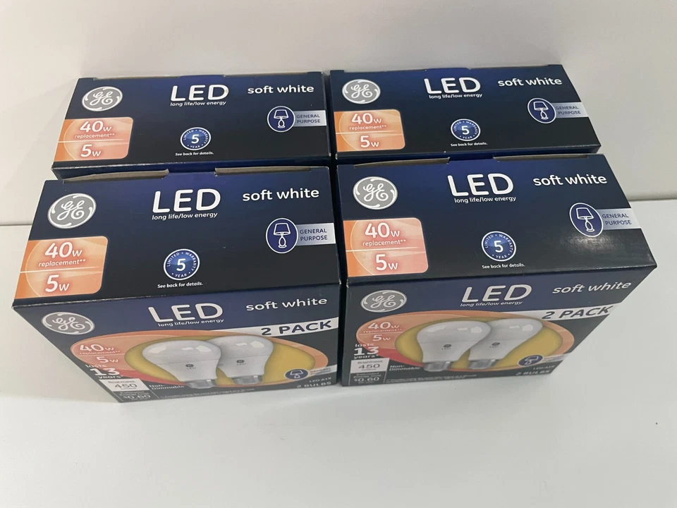 GE Led Soft White 40W Replacement 5W (2 Bulbs Each) LEDA19 (8 Bulbs Total) - Image 2 of 4