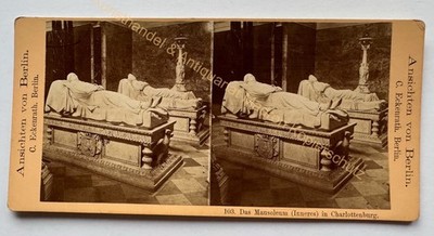 orig. Stereo Foto Fotografie um 1875 Mausoleum  Charlottenburg Berlin Eckenrath