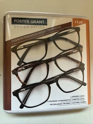 Foster Grant Design Optik Mode Lesebrille +1,25 3er Pack Kunststoffgestell 16