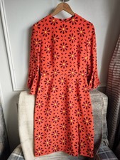 Holly Fulton Womens Dress 10 pure silk orange vintage flower power ruffle retro