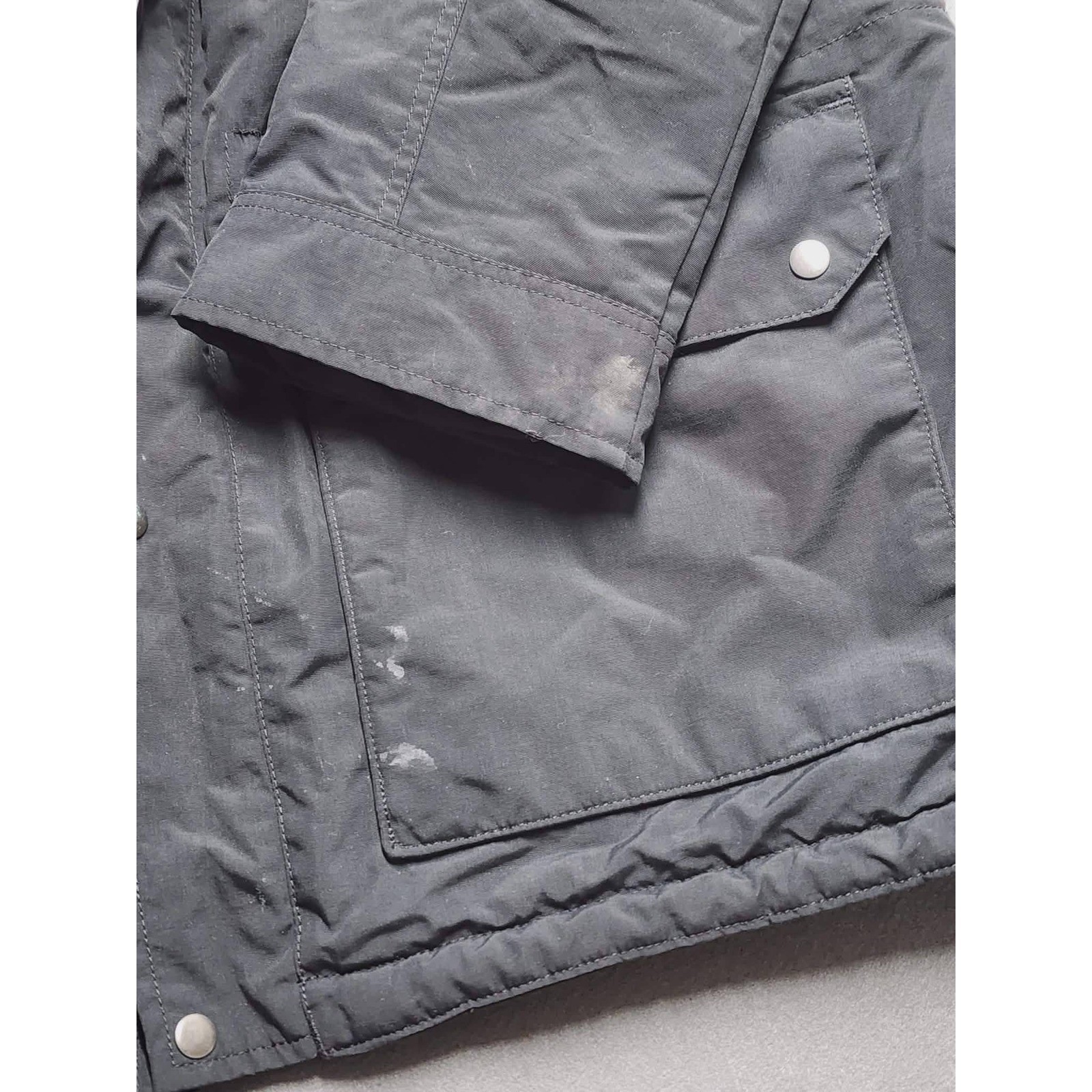READ Patagonia Isthmus Parka Mens L Grey Fleece Lined Hooded Jacket Coat 27021 image 7