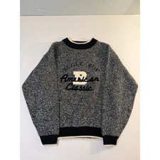 VTG Bugle Boy Knit Sweater Size Youth Large Gray Crew Neck American Classic Logo