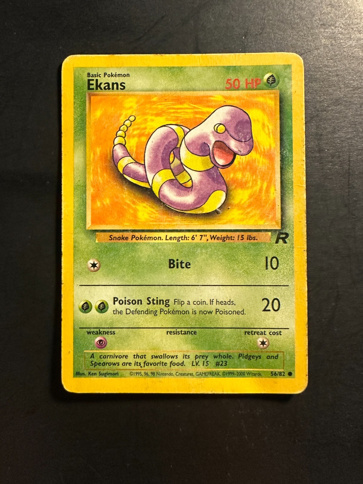 2000 Pokemon Team Rocket Ekans 56 /86 Base Card WOTC TCG