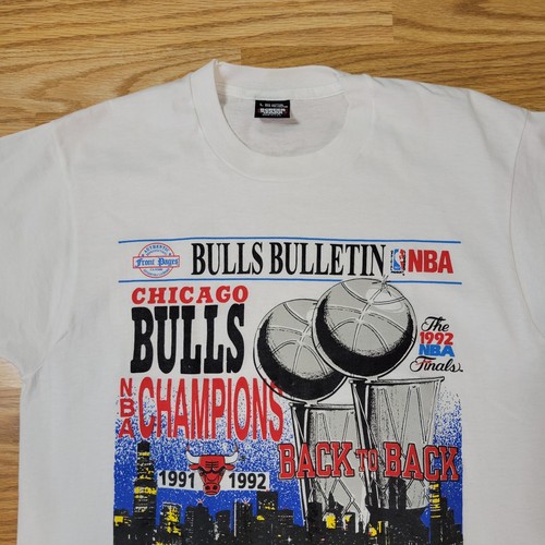 Vintage Size Large Chicago Bulls Bulletin Shirt Back to Back Champion 1991 1992 - Picture 4 of 15