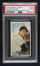 1961 Maruya Green Pitching Grip Back Menko JCM57a Sadaharu Oh PSA 2 0ol0