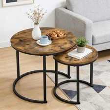 Nesting Coffee Tables Set of 2 Round Stacking Sofa Side Tables for Living Room