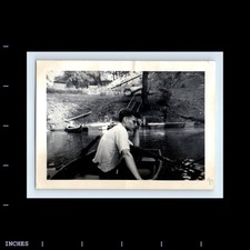 Vintage Photo MCCARTHY'S BOAT YARD ROWBOATS MAN ON LAKE