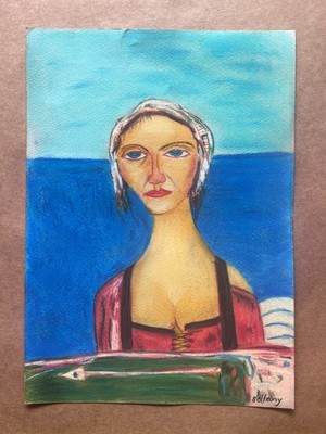John Bellany (Handmade) Drawing mixed media on old paper signed and stamped ART