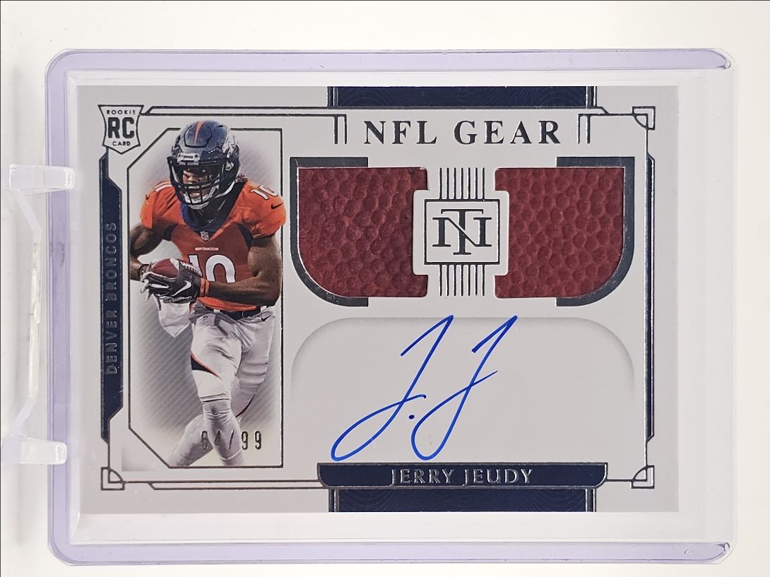 Jerry Jeudy Panini National Treasures Rookie NFL Gear Signatures Combos #JJ Base