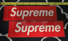 2x Lot SUPREME Red Box Logo Vinyl Sticker Decal "100 AUTHENTIC" Car Truck Shoes
