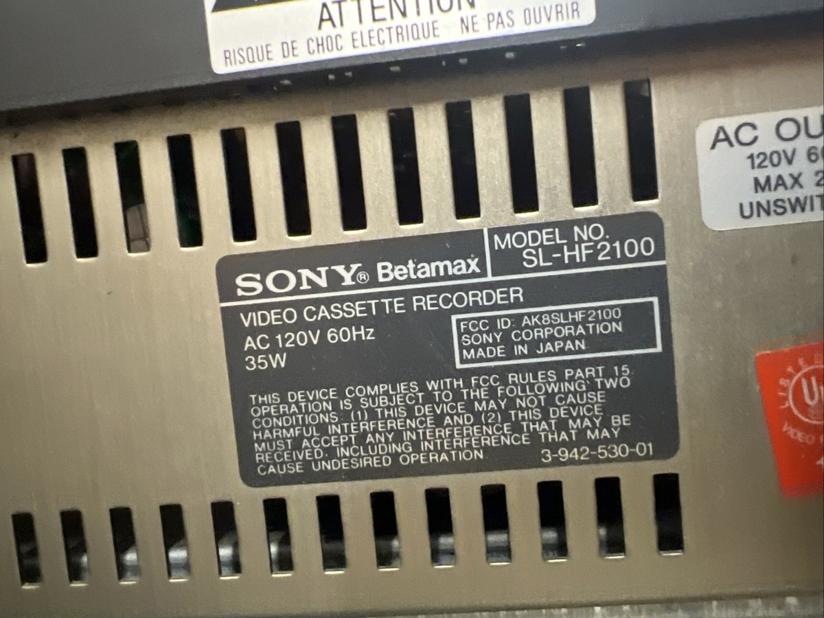 RARE* SONY SL-HF2100 15th Anniversary Betamax Recorder UNTESTED | eBay
