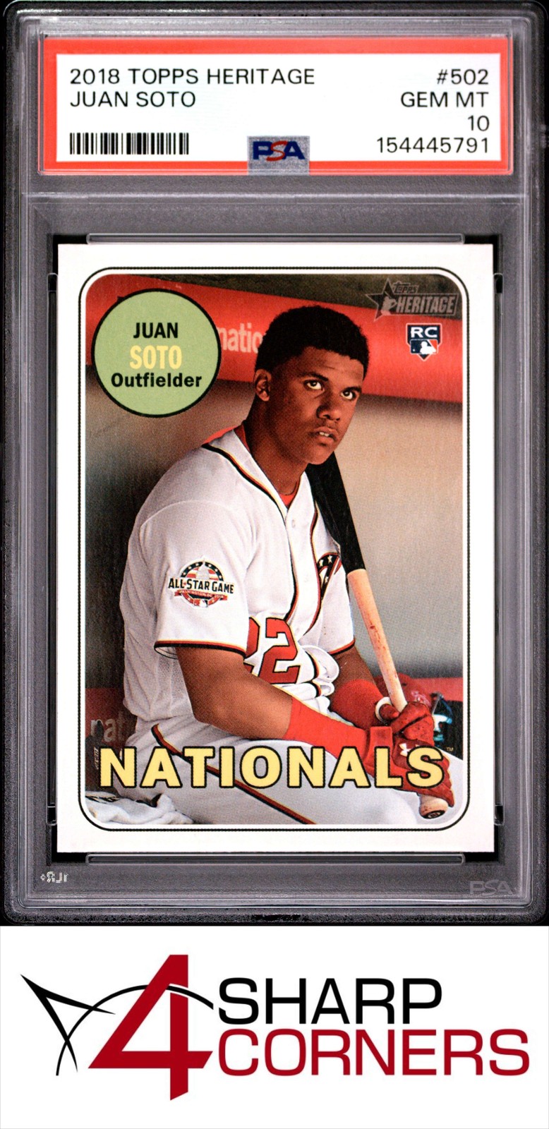 2018 TOPPS HERITAGE #502 JUAN SOTO RC NATIONALS PSA 10