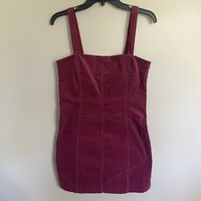 Forever 21 Women’s Burgundy Overall Corduroy Dress Open Back Size Large