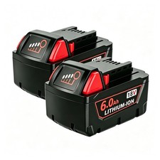 2-Pack 6.0Ah 18V Battery Compatible with Milwaukee M18 Fast Charging Support