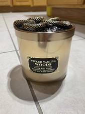 Bath  Body Works Wicked Vanilla Woods 3 Wick Candle Snake Lid 14.5oz NEW