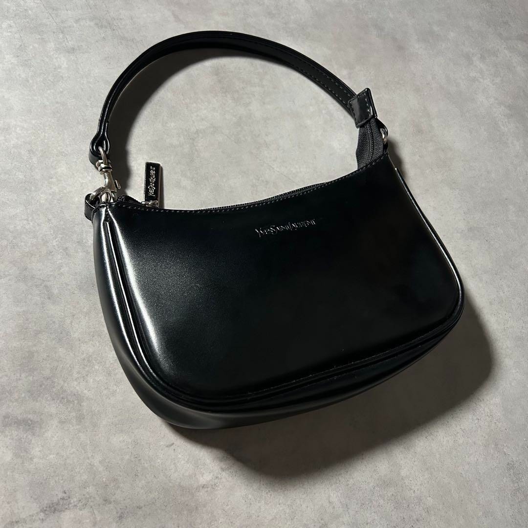 Borsa Yves Saint Laurent manico superiore borsetta pelle nera usata originale ottima + JPN