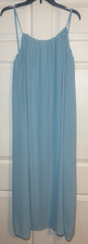 New Women's Size L Light Blue Maxi Dress 100% Polyester Sleeveless Open Back